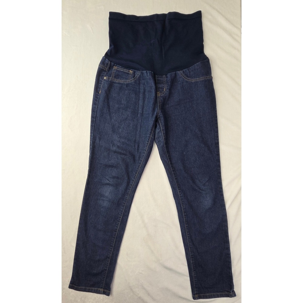 Bella Vida Maternity Jeans Large‎ Blue Over-The-Belly Skinny Denim Excellent